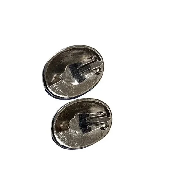 Vintage Ladybird Style Blue Silver Clip-On Earrings - Picture 2 of 2